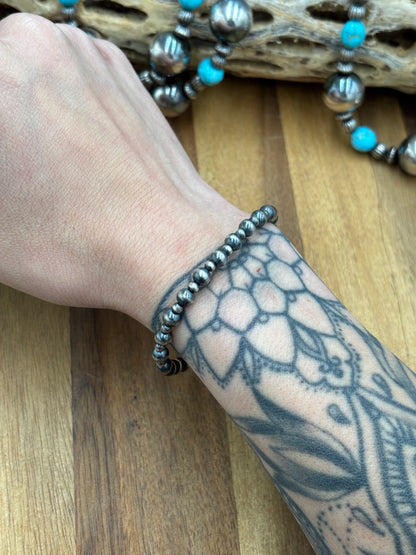 3-5mm Sterling Silver Pearl Stretchy Bracelet