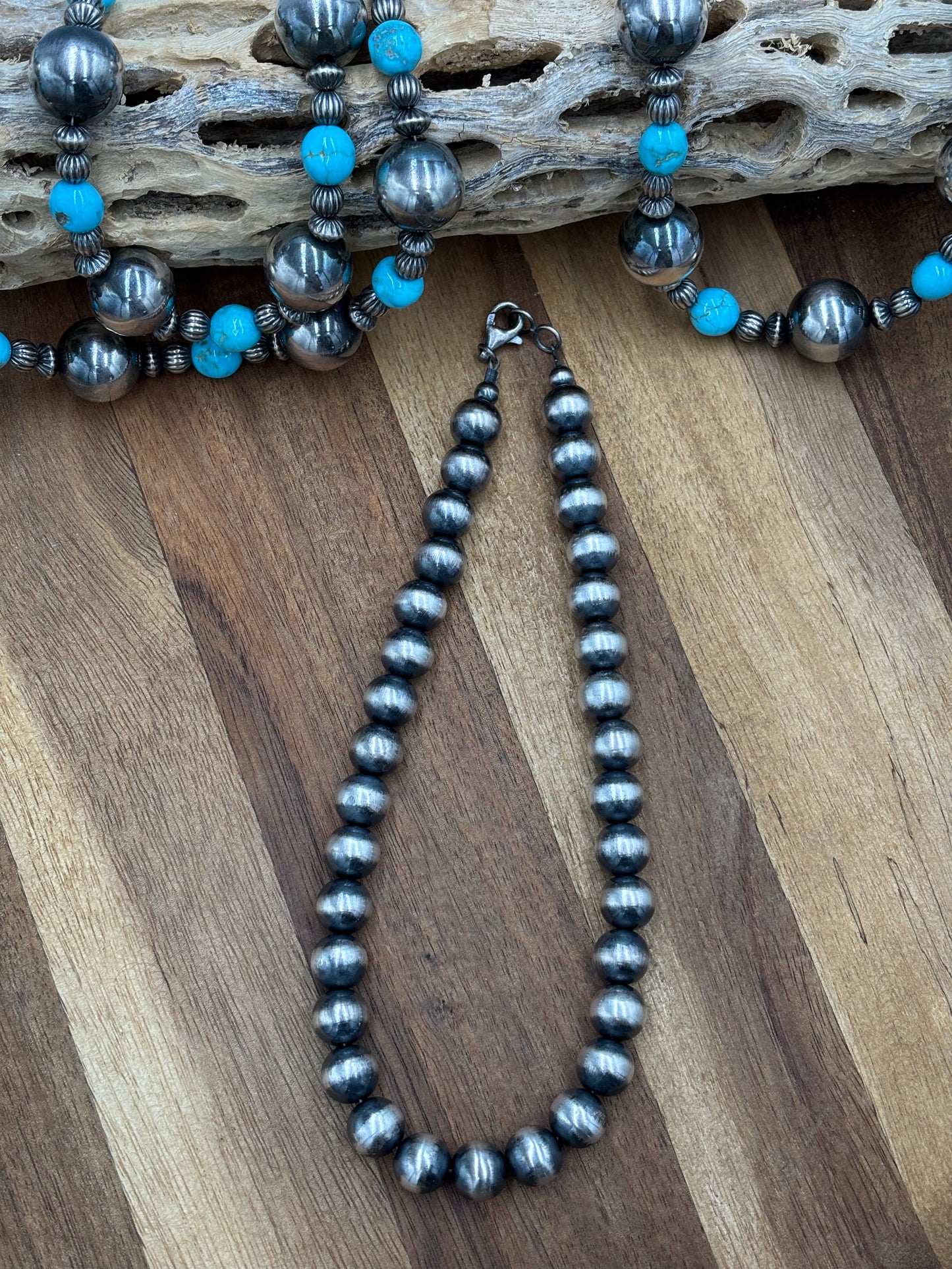 10mm 14” Sterling Silver Pearl Necklace
