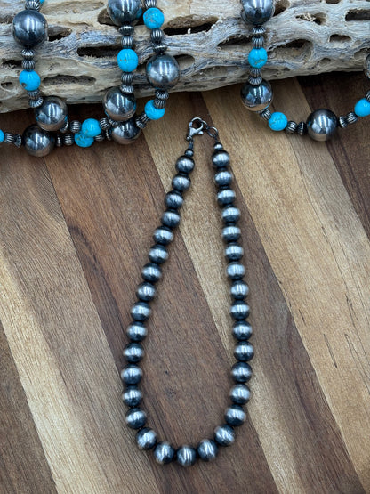 10mm 14” Sterling Silver Pearl Necklace