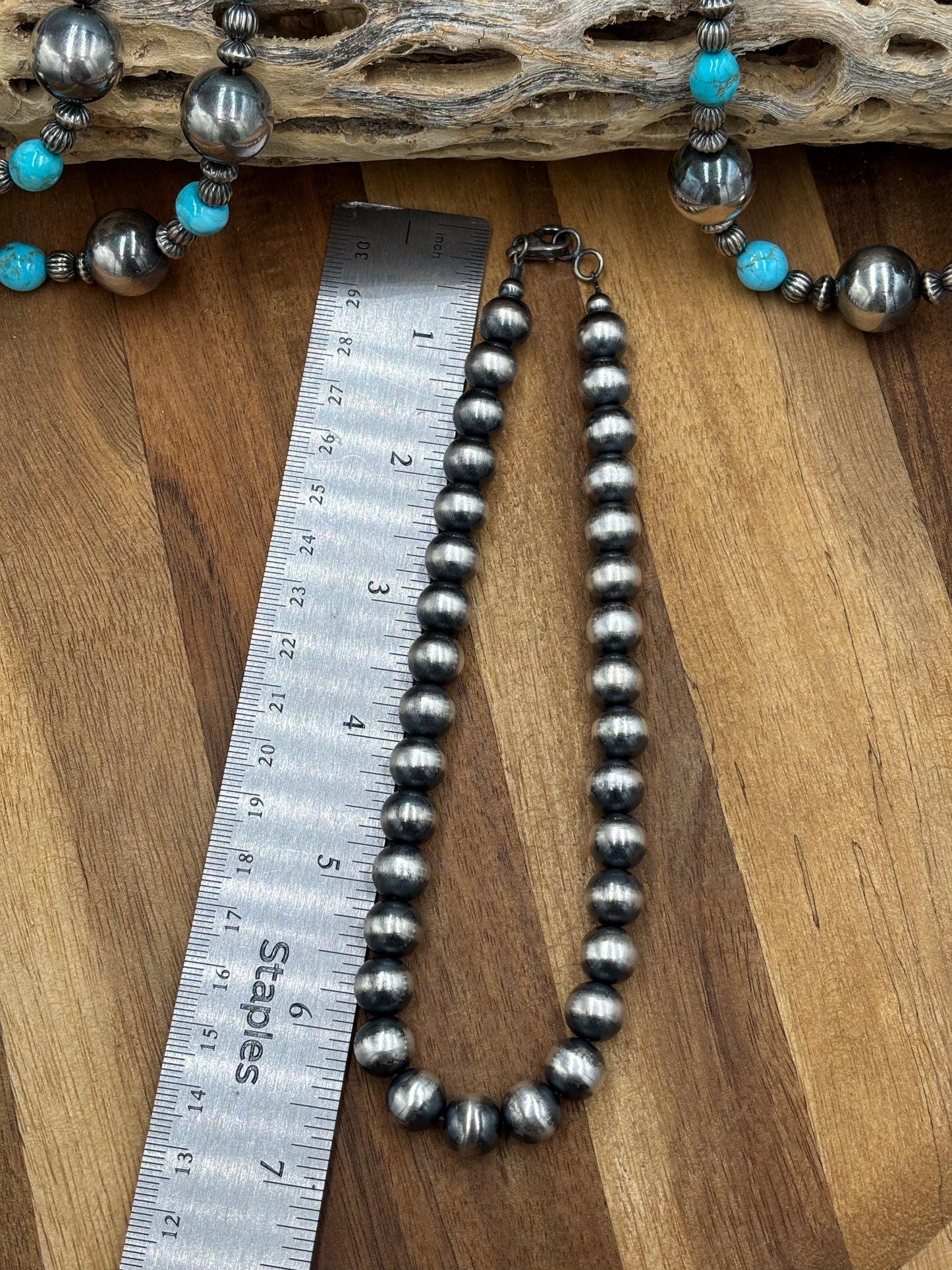 10mm 14” Sterling Silver Pearl Necklace
