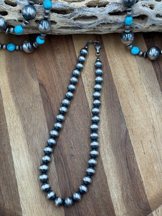 10mm 16” Sterling Silver Pearl Necklace