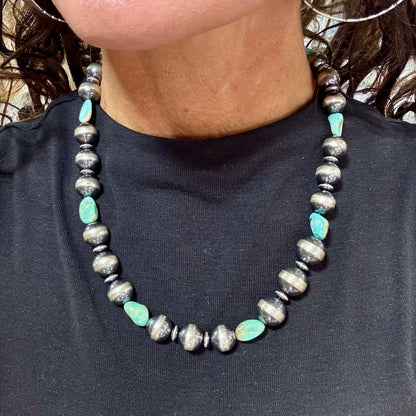 18" Red River Turquoise and Pearl Necklace