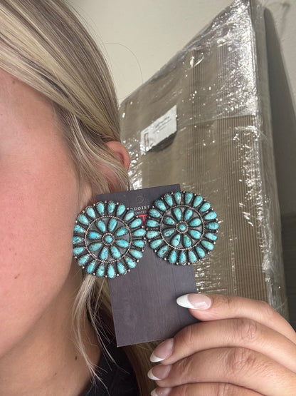 Turquoise #1022-13 Cluster Earrings Navajo