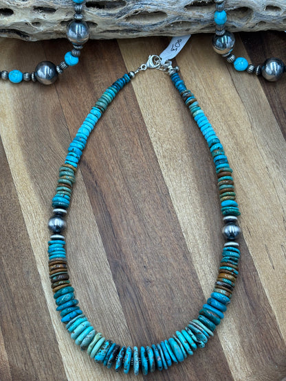 19" Turquoise Rondelle Necklace #1