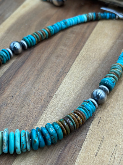 19" Turquoise Rondelle Necklace #1
