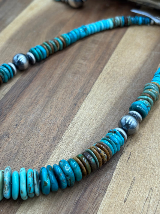 19" Turquoise Rondelle Necklace #1