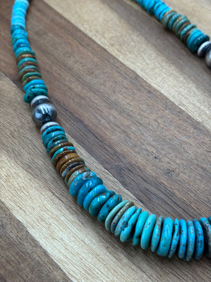 19" Turquoise Rondelle Necklace #1
