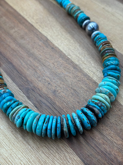 19" Turquoise Rondelle Necklace #1