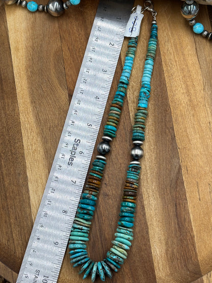 19" Turquoise Rondelle Necklace #1
