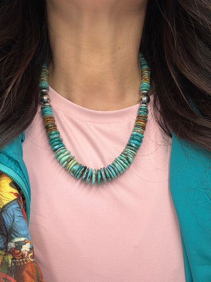 19" Turquoise Rondelle Necklace #1