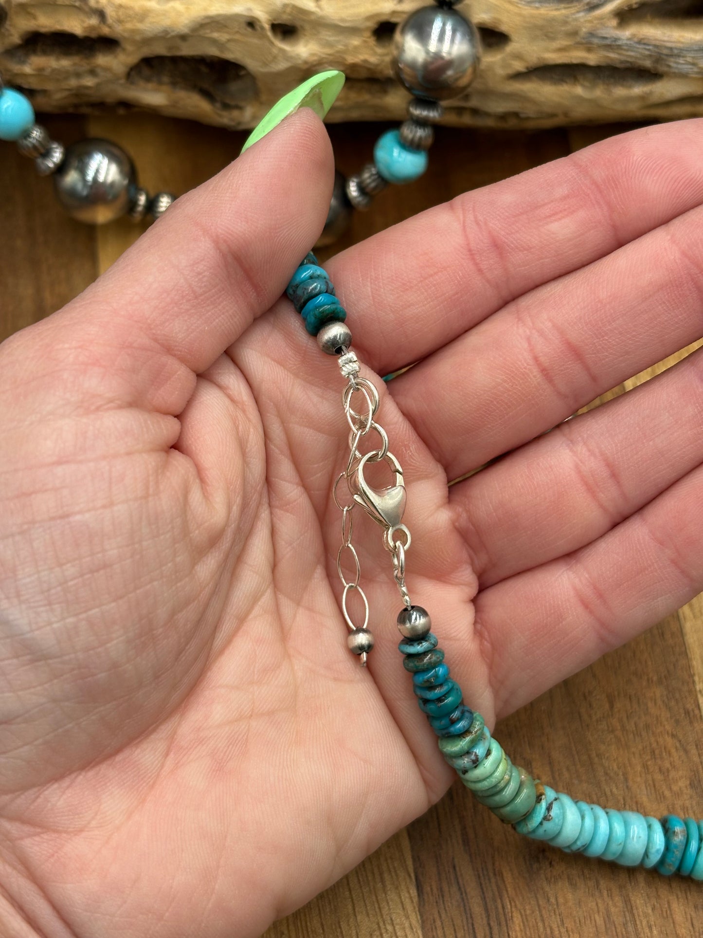 19" Turquoise Rondelle Necklace #1