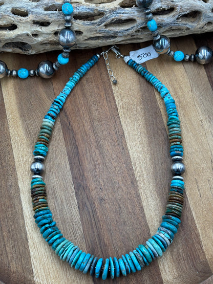 19" Turquoise Rondelle Necklace #2