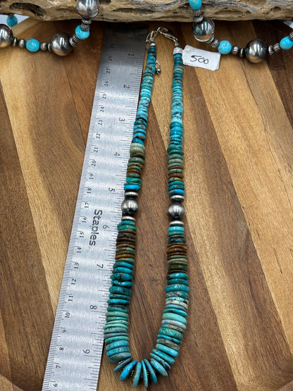 19" Turquoise Rondelle Necklace #2