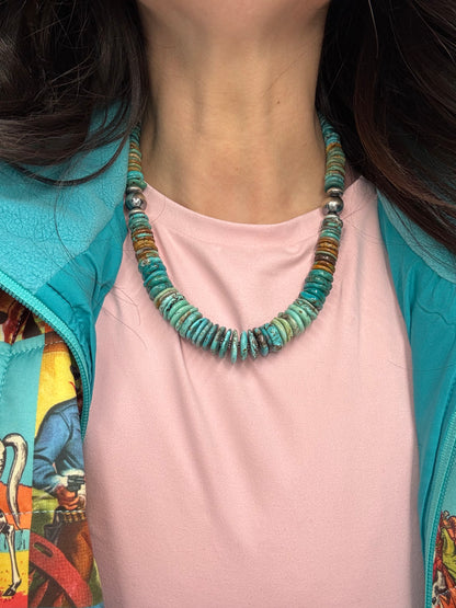 19" Turquoise Rondelle Necklace #2