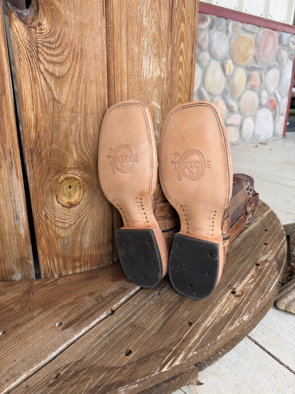 Signature Turquoise Reata Men's Boot – Exotics - The Justin Caramel Pirarucu Square Toe Boot