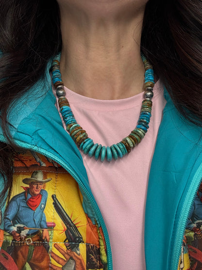 19" Turquoise Rondelle Necklace #3