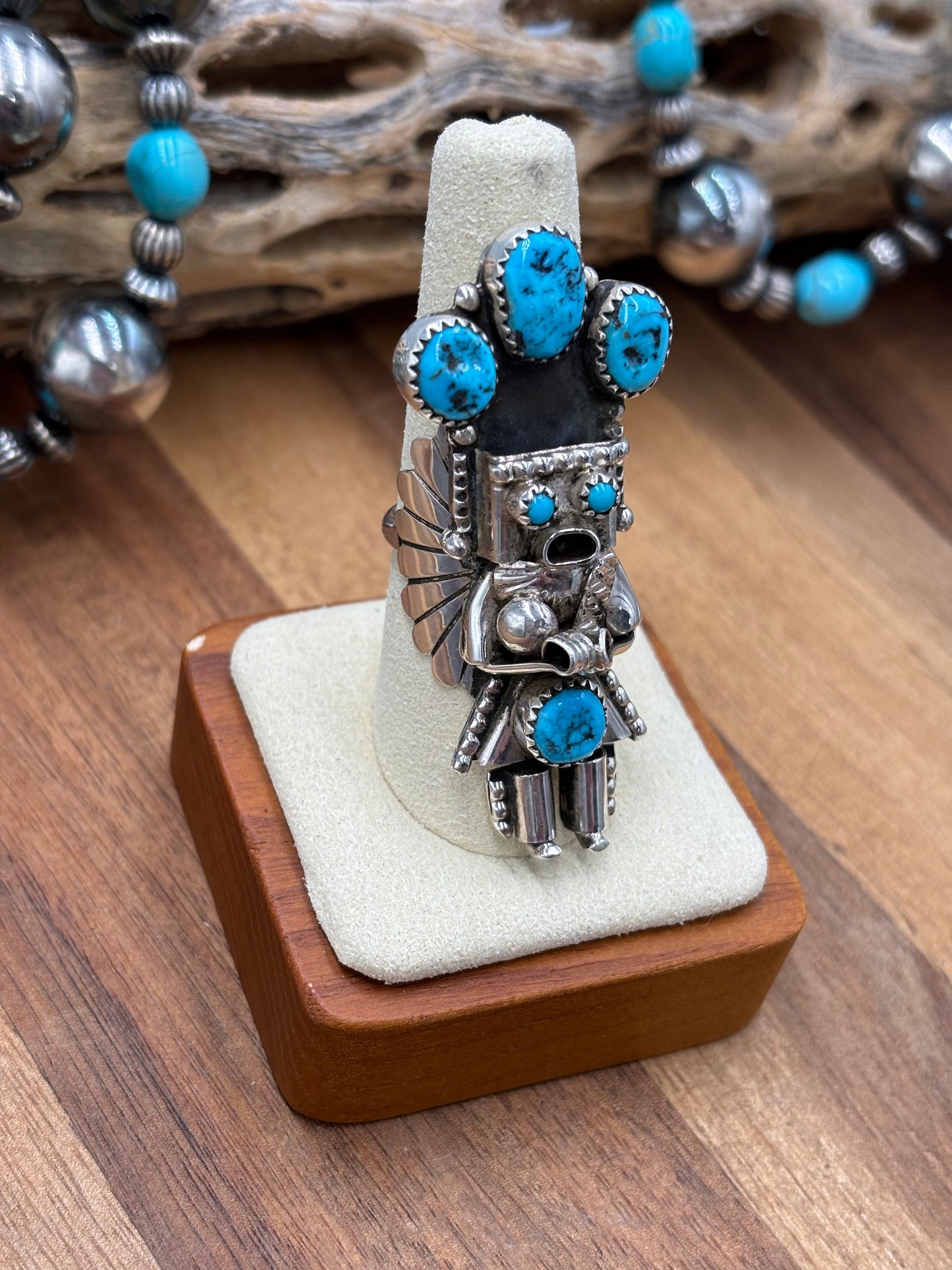 Morning Singer Kachina Ring #1 Sz 8.5 by Doris Smallcanyon, Navajo