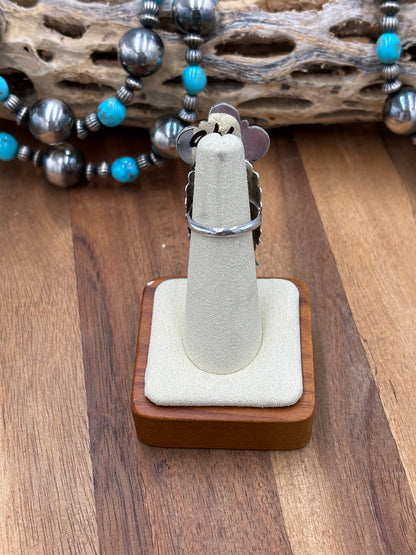 Morning Singer Kachina Ring #1 Sz 8.5 by Doris Smallcanyon, Navajo