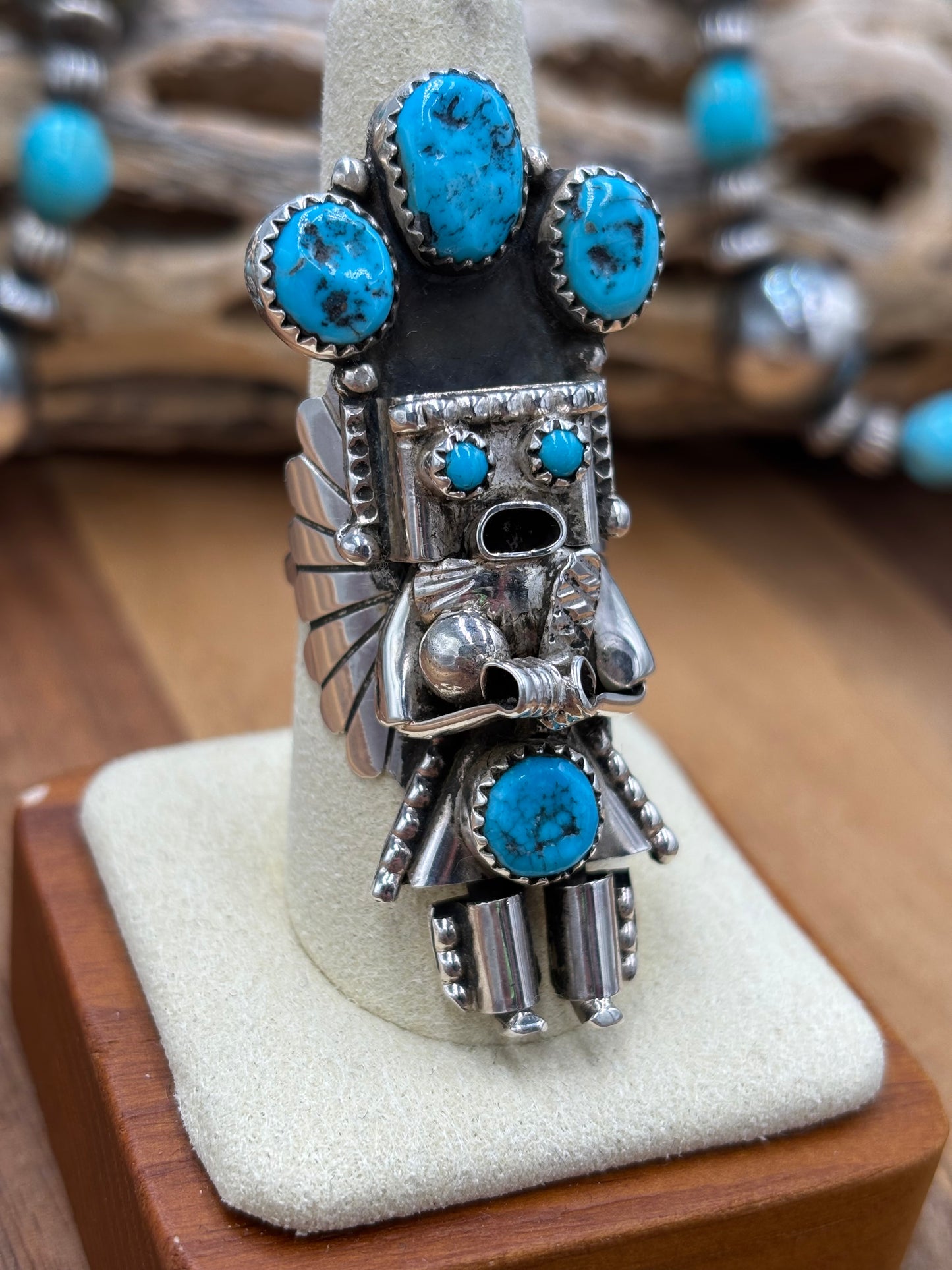 Morning Singer Kachina Ring #1 Sz 8.5 by Doris Smallcanyon, Navajo