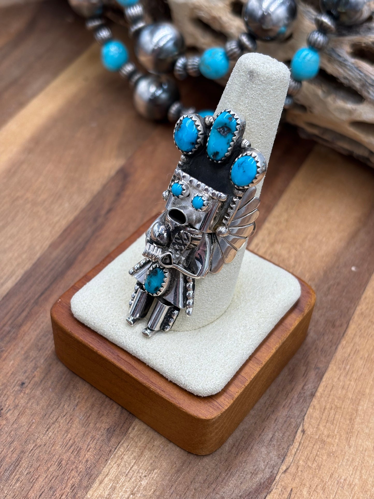 Morning Singer Kachina Ring #2 Sz 8.75 by Doris Smallcanyon, Navajo