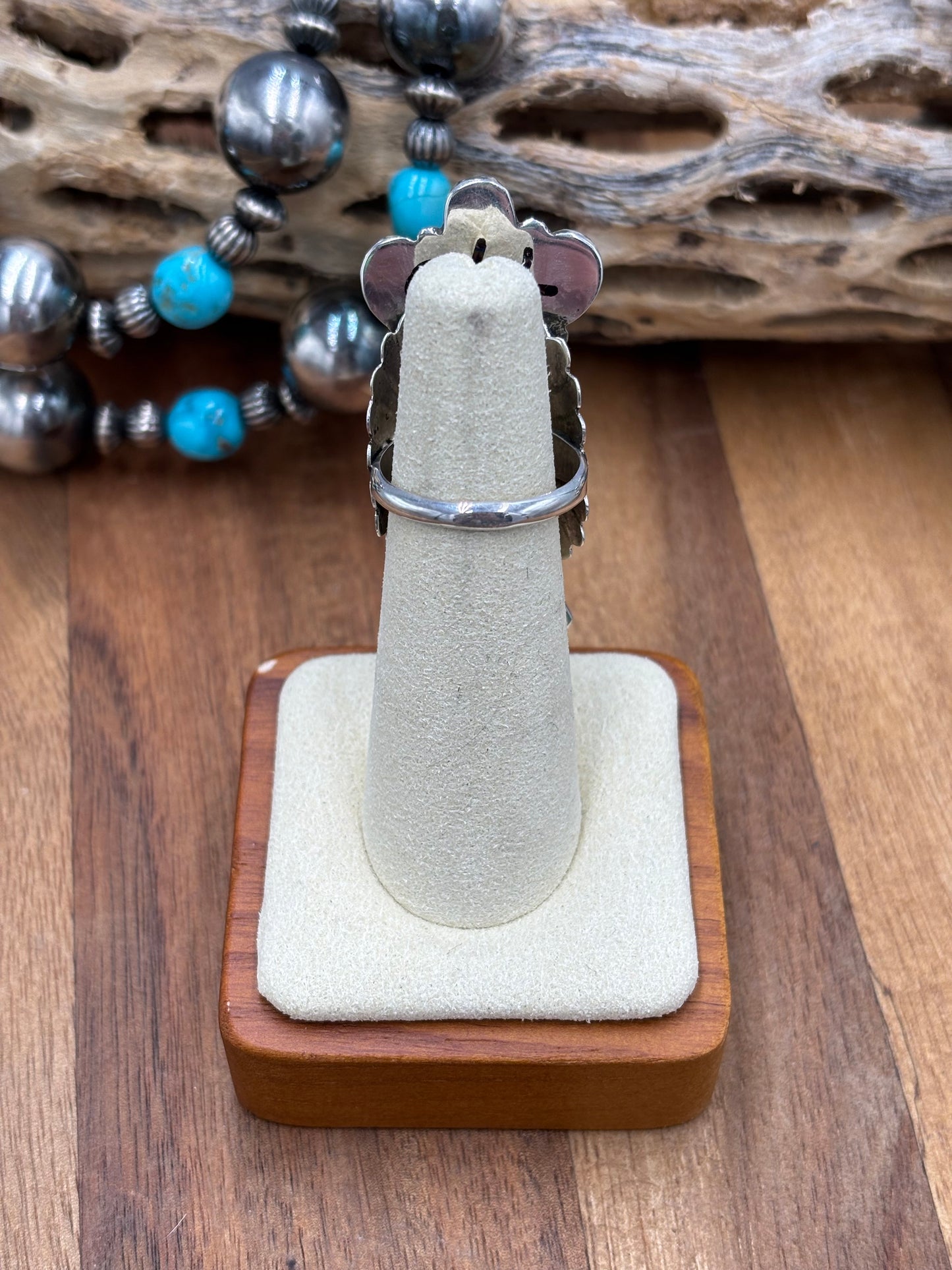 Morning Singer Kachina Ring #2 Sz 8.75 by Doris Smallcanyon, Navajo