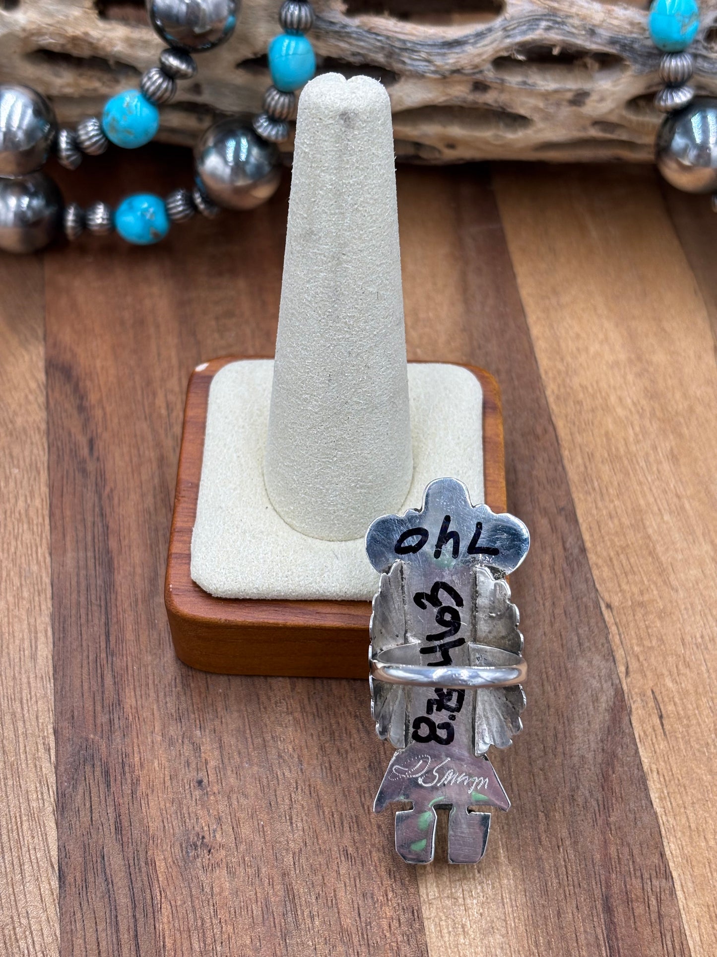 Morning Singer Kachina Ring #2 Sz 8.75 by Doris Smallcanyon, Navajo