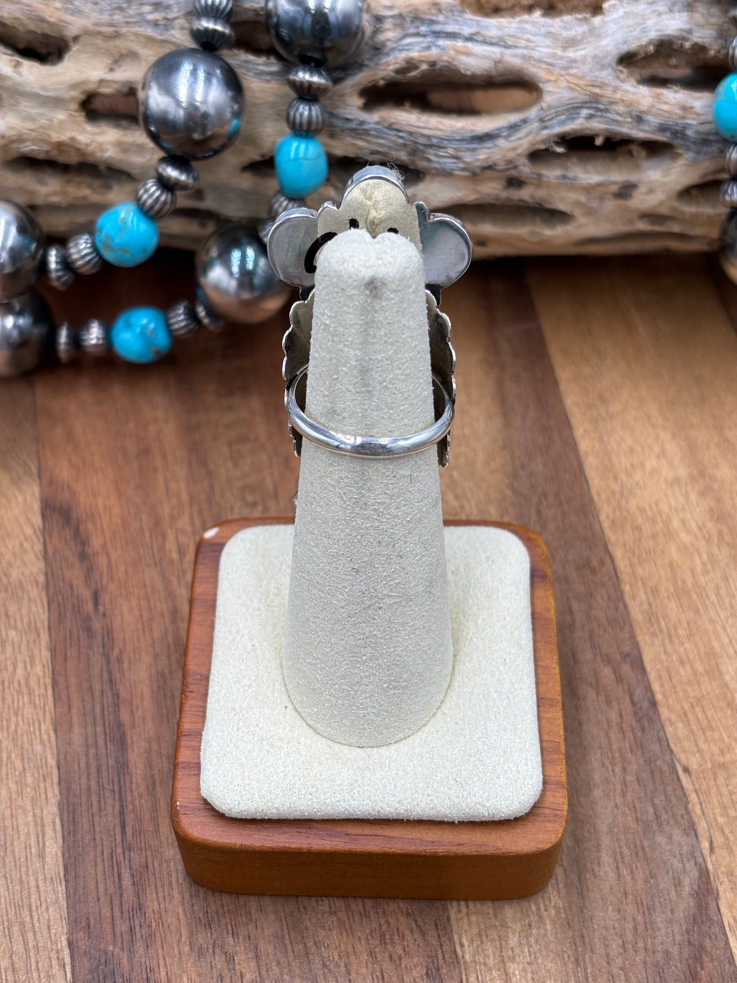 Morning Singer Kachina Ring #3 Sz 8 by Doris Smallcanyon, Navajo