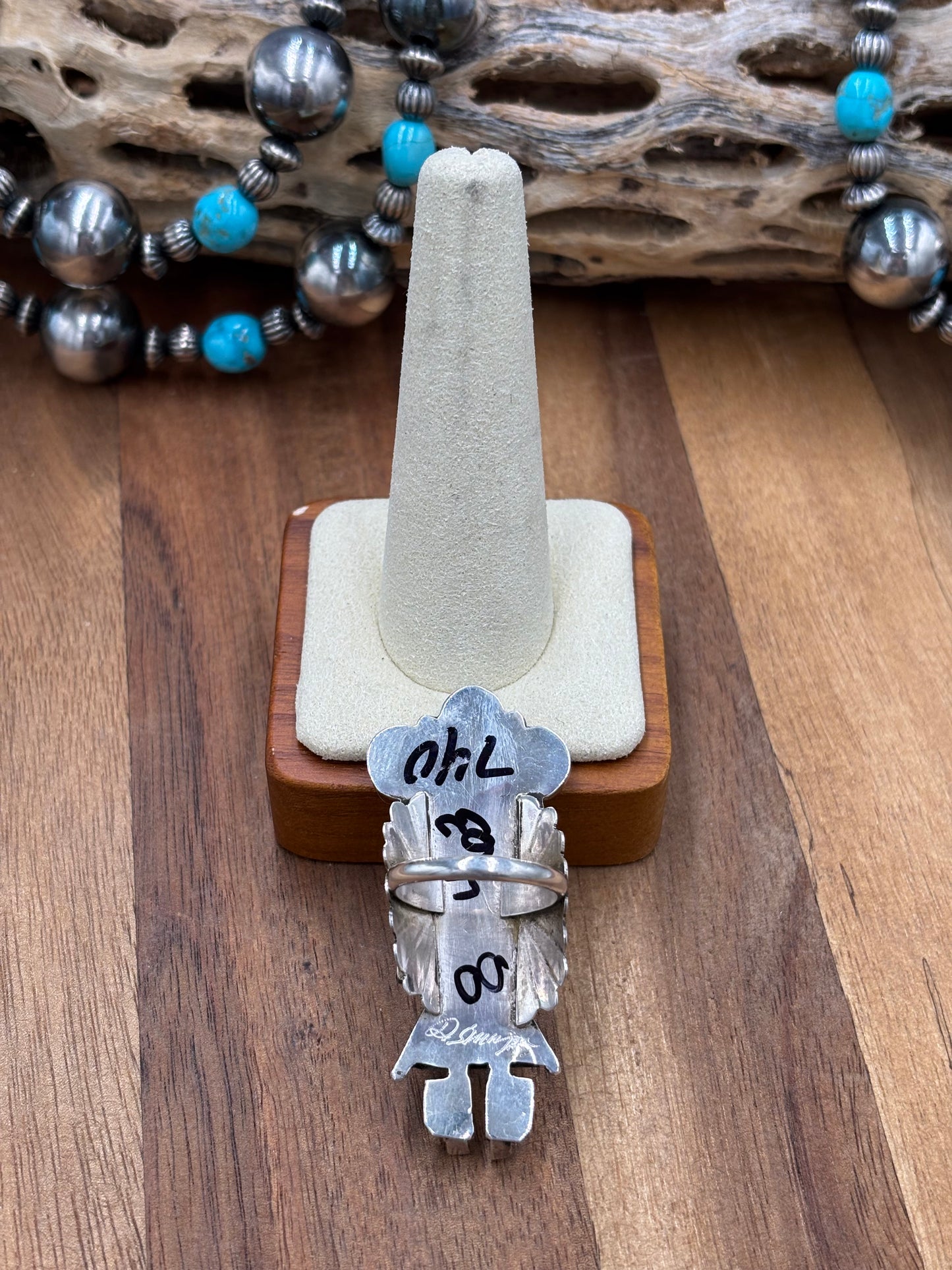 Morning Singer Kachina Ring #3 Sz 8 by Doris Smallcanyon, Navajo