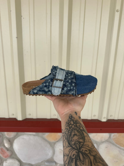 The Daisy – Denim Patchwork Slide