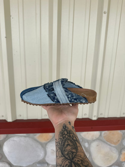 The Daisy – Denim Patchwork Slide