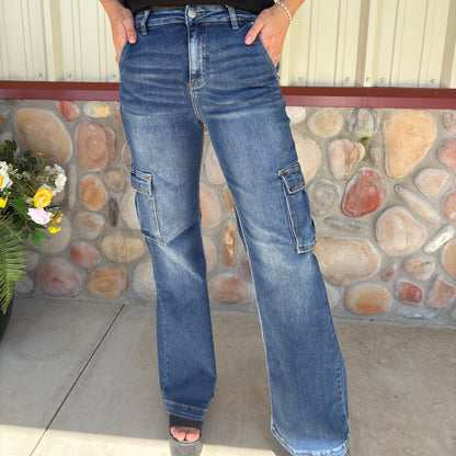 The Kaden Dark Wash Cargo Jeans