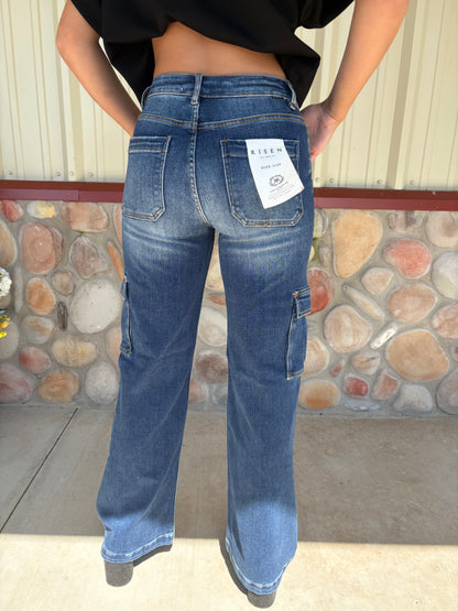 The Kaden Dark Wash Cargo Jeans