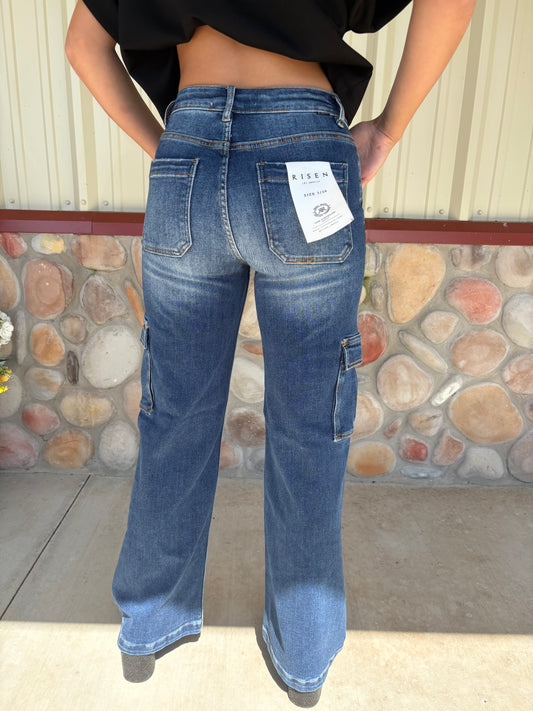 The Kaden Dark Wash Cargo Jeans
