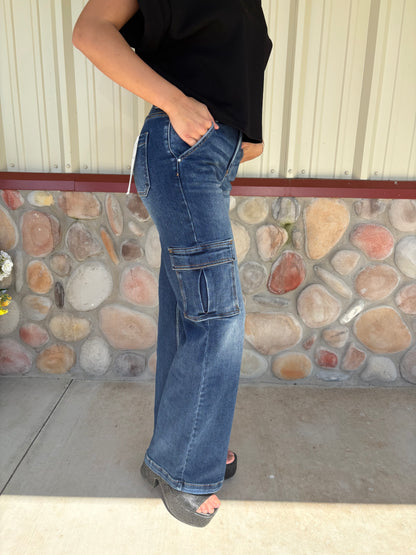 The Kaden Dark Wash Cargo Jeans