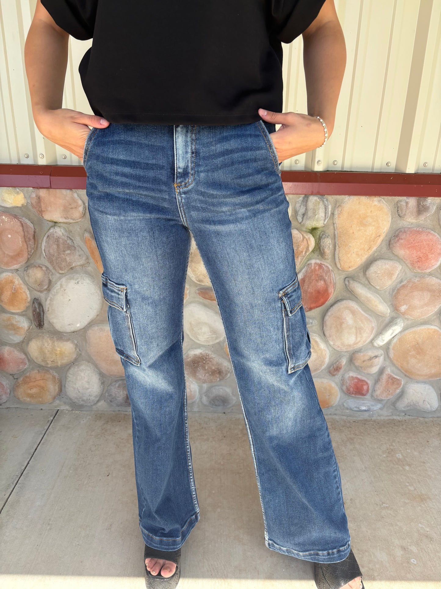 The Kaden Dark Wash Cargo Jeans