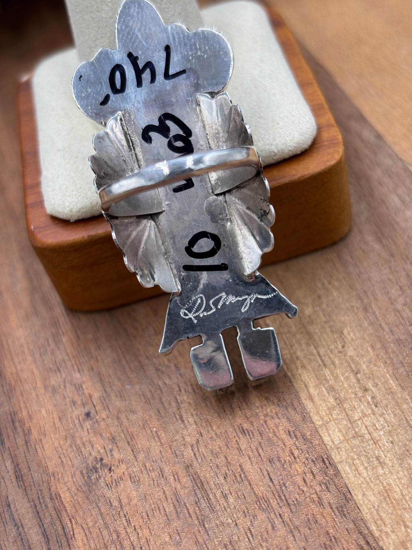 Morning Singer Kachina Ring #4 Sz 10 by Doris Smallcanyon, Navajo