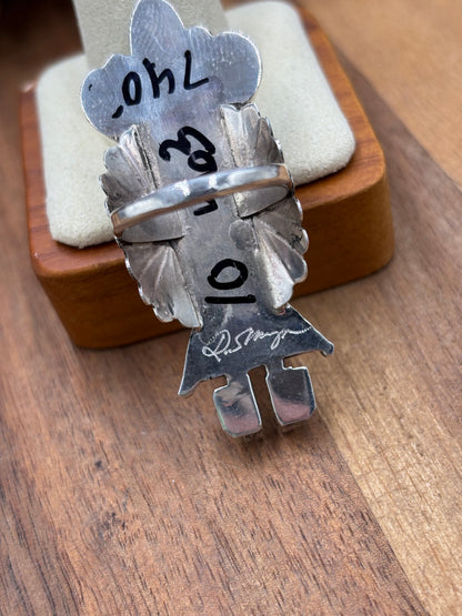 Morning Singer Kachina Ring #4 Sz 10 by Doris Smallcanyon, Navajo