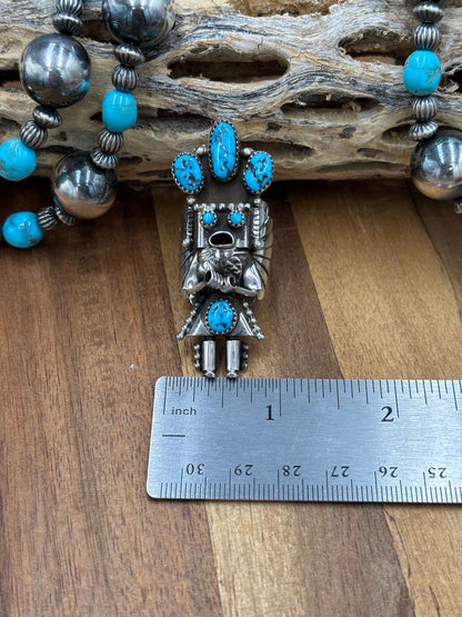 Morning Singer Kachina Ring #4 Sz 10 by Doris Smallcanyon, Navajo