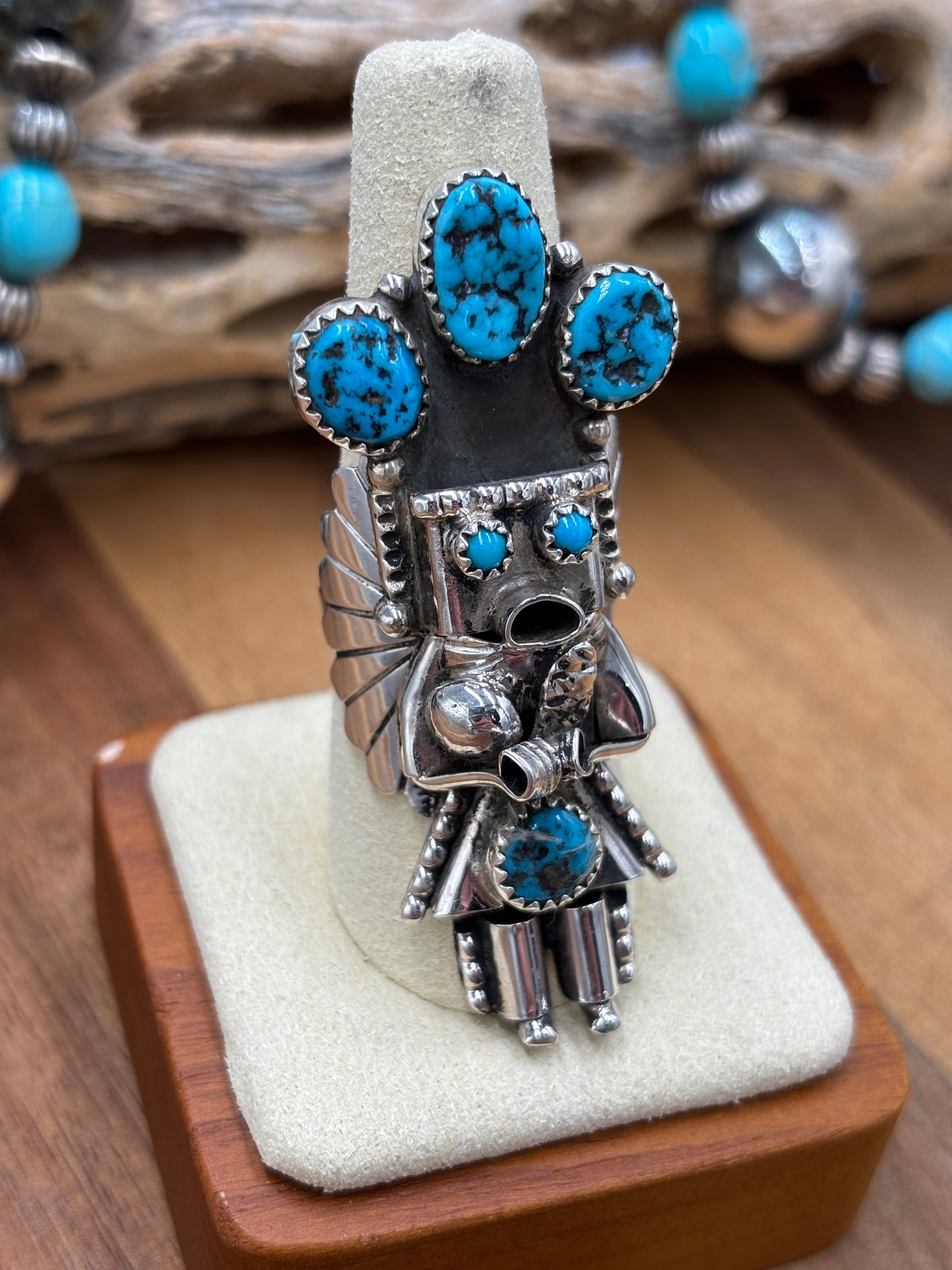 Morning Singer Kachina Ring #5 Sz 8.5 by Doris Smallcanyon, Navajo