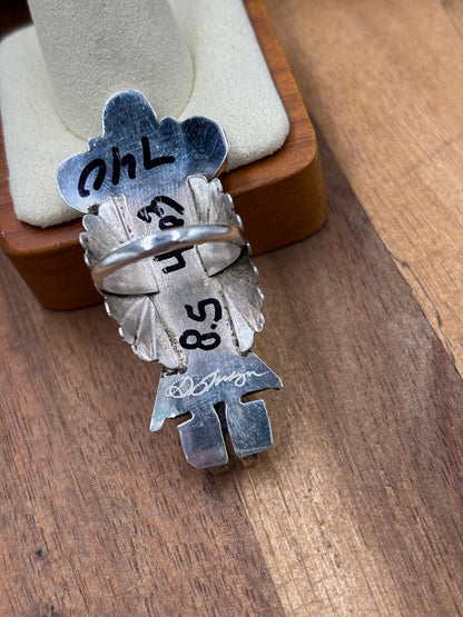 Morning Singer Kachina Ring #5 Sz 8.5 by Doris Smallcanyon, Navajo