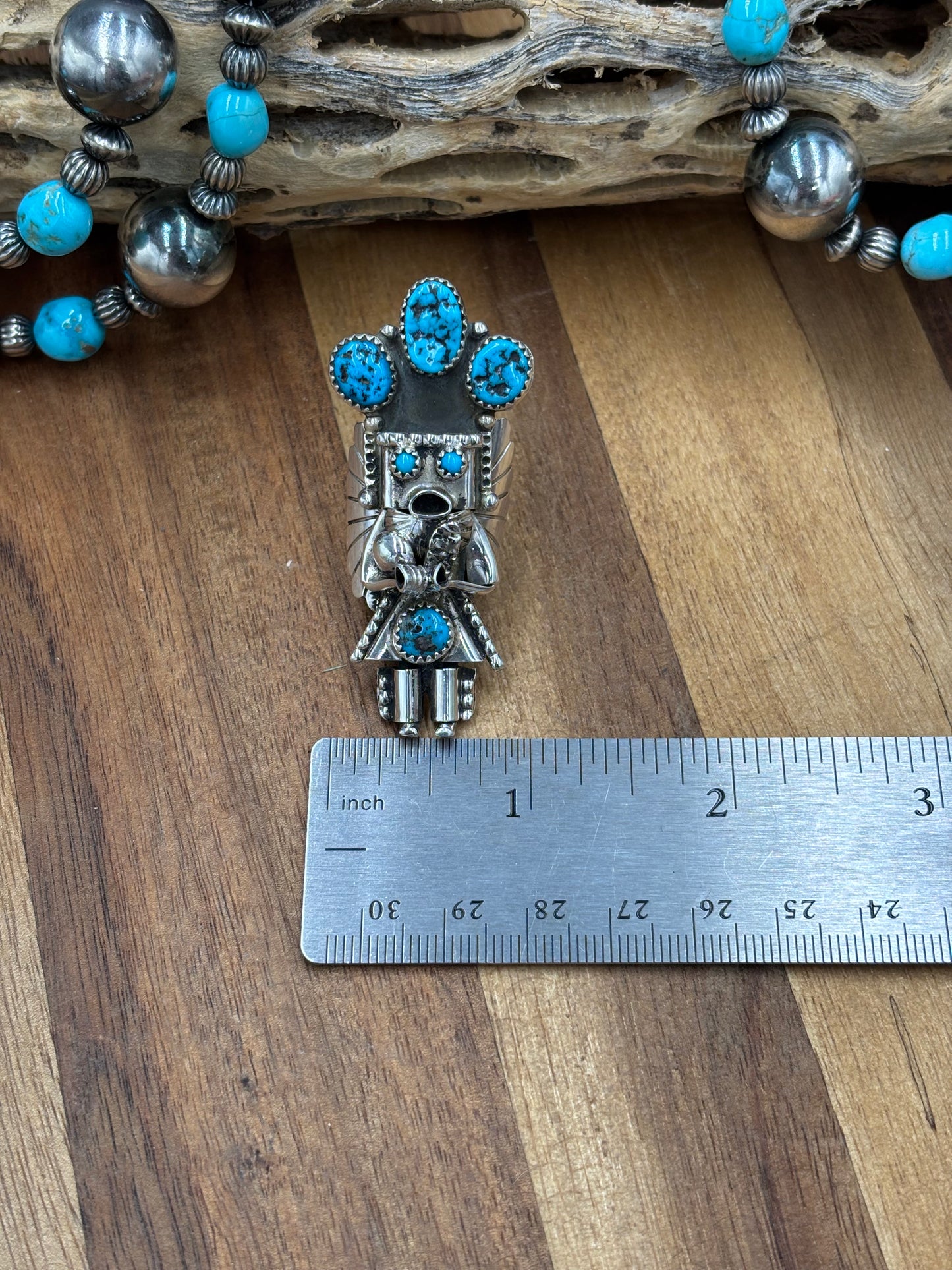 Morning Singer Kachina Ring #5 Sz 8.5 by Doris Smallcanyon, Navajo