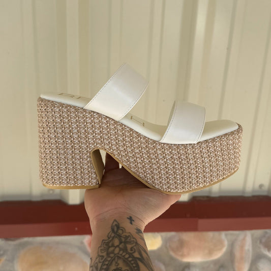 West Haven White Platform Wedge Heel