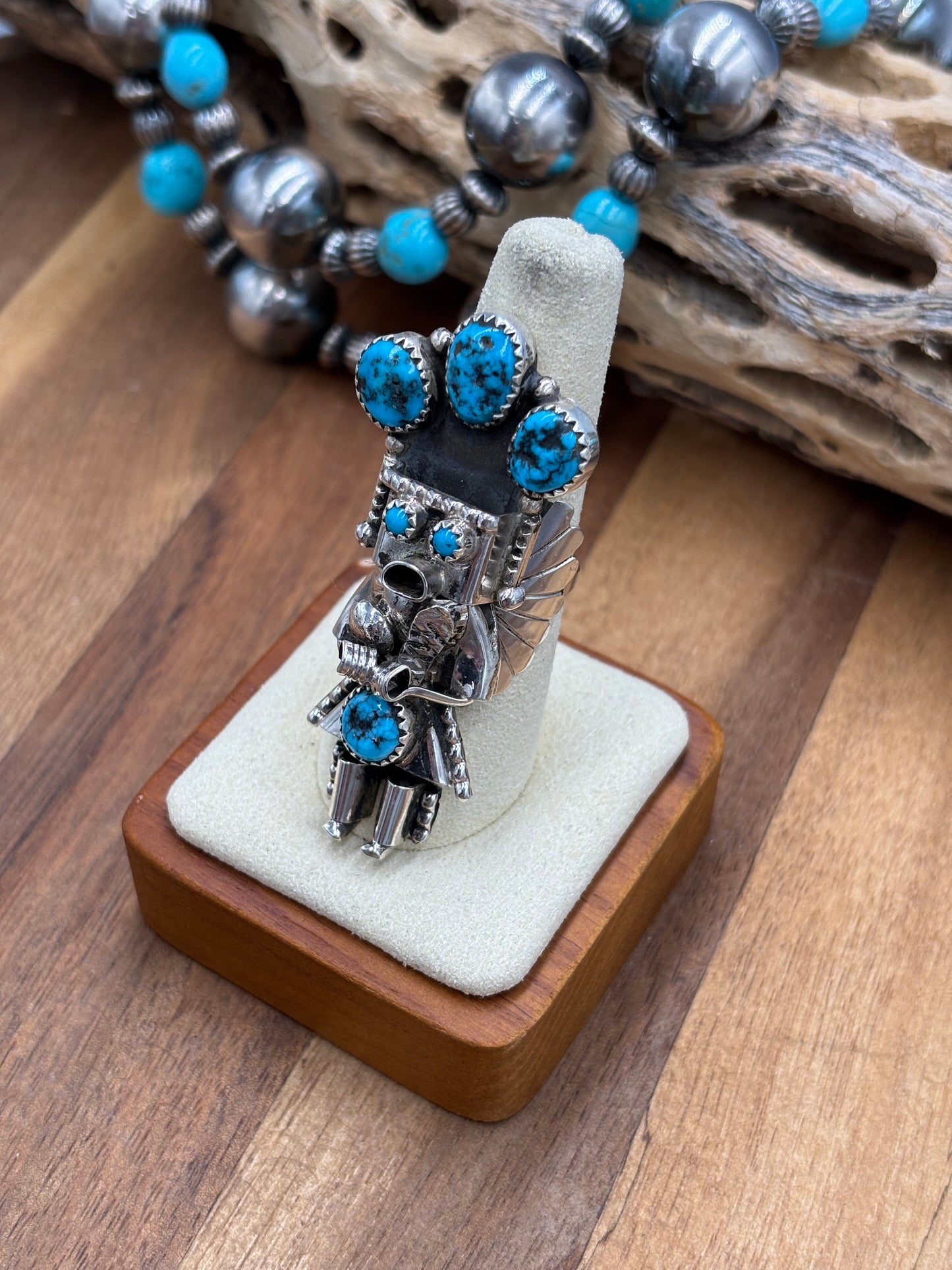 Morning Singer Kachina Ring #6 Sz 8 by Doris Smallcanyon, Navajo