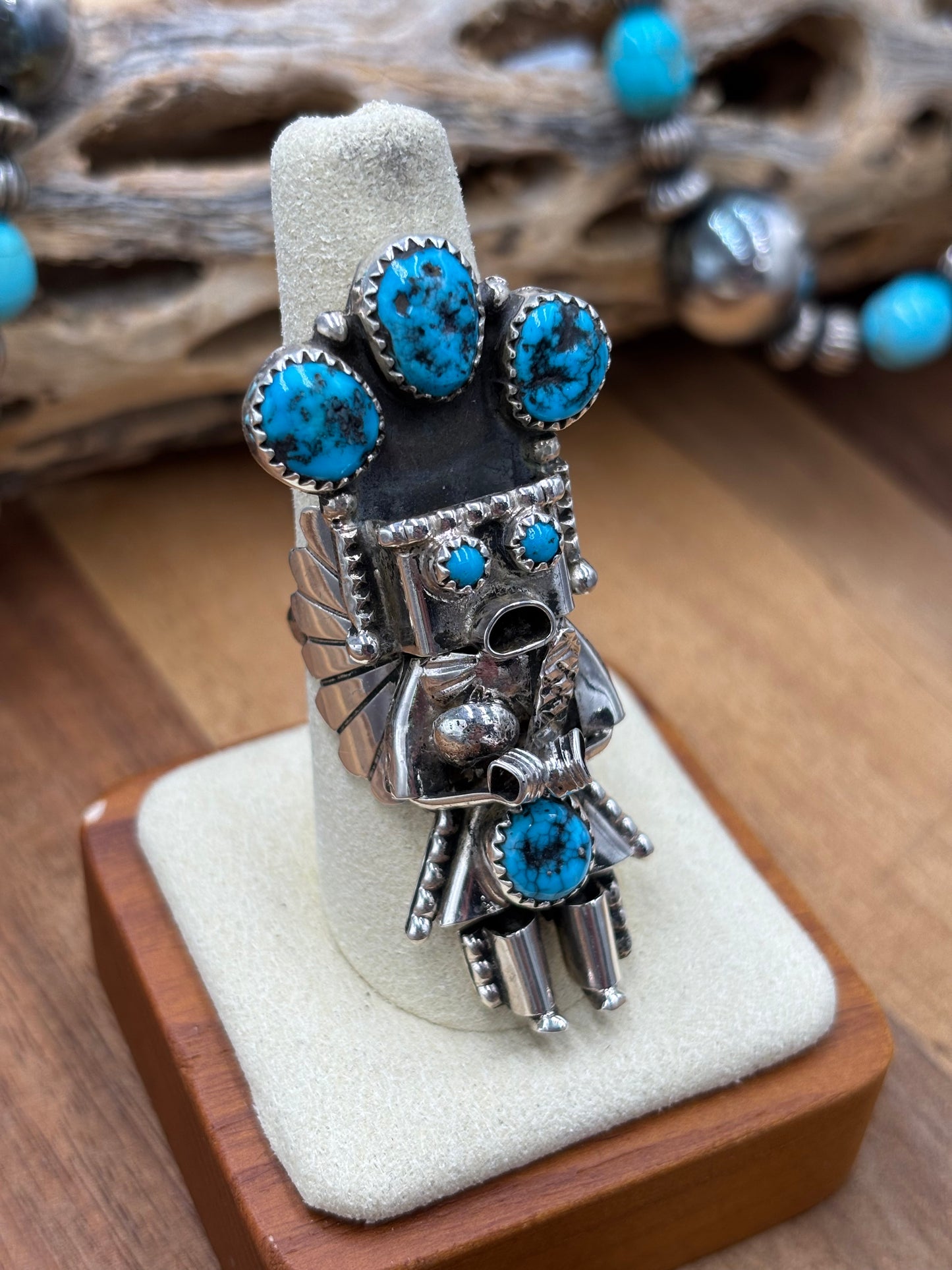 Morning Singer Kachina Ring #6 Sz 8 by Doris Smallcanyon, Navajo
