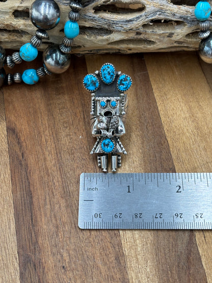 Morning Singer Kachina Ring #6 Sz 8 by Doris Smallcanyon, Navajo