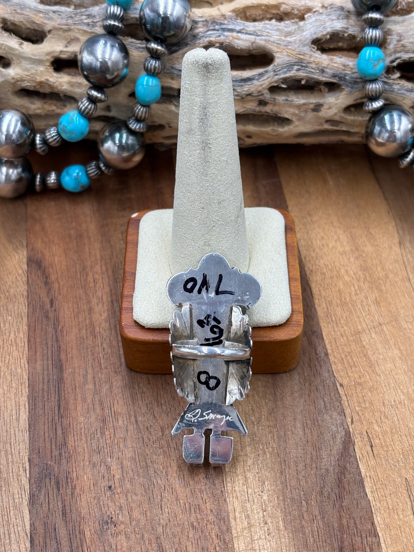 Morning Singer Kachina Ring #6 Sz 8 by Doris Smallcanyon, Navajo