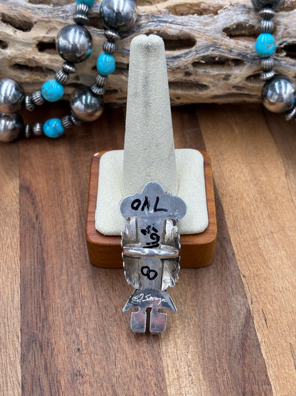Morning Singer Kachina Ring #6 Sz 8 by Doris Smallcanyon, Navajo