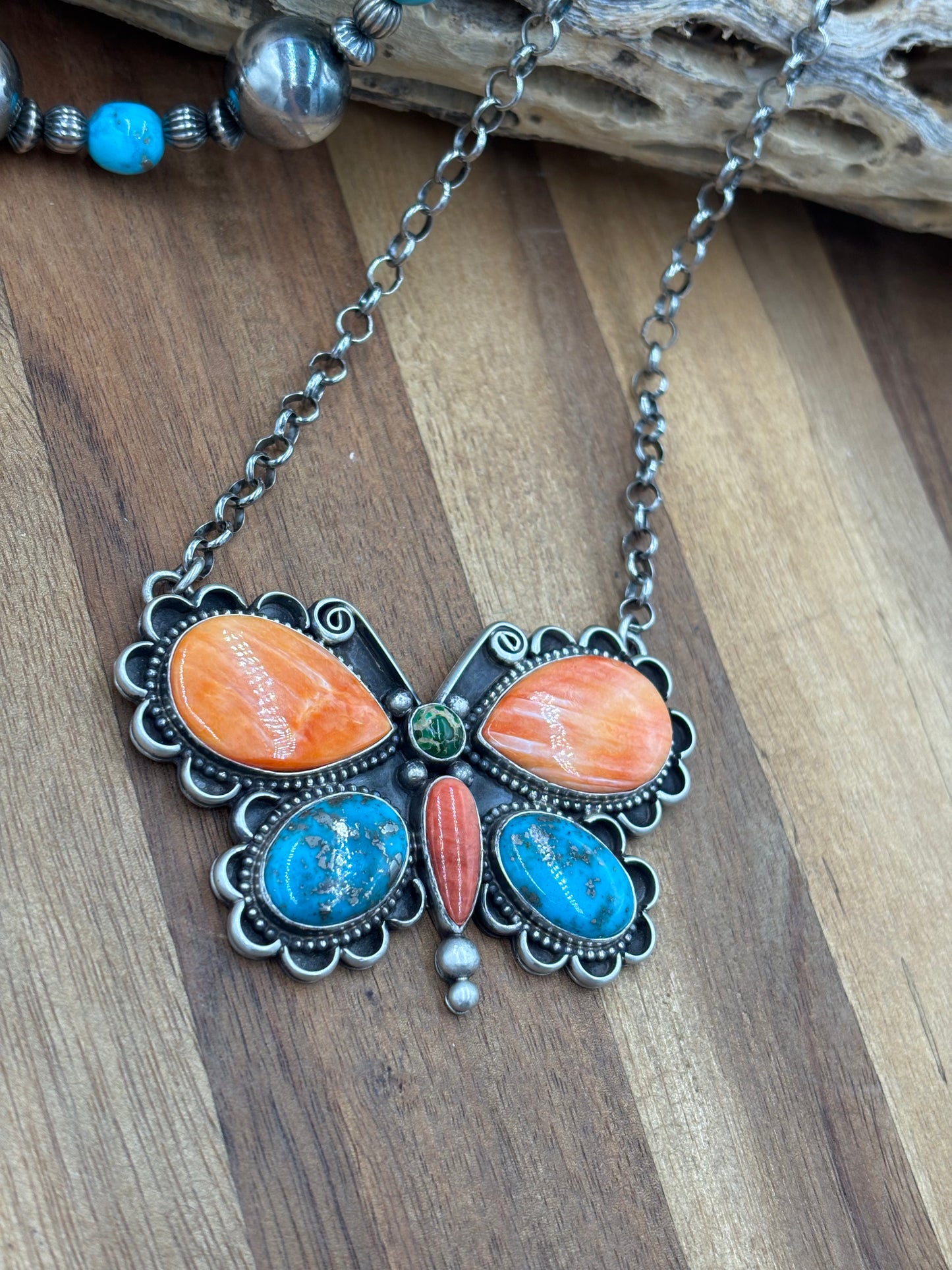 Butterfly Necklace by Charles Johnson, Navajo