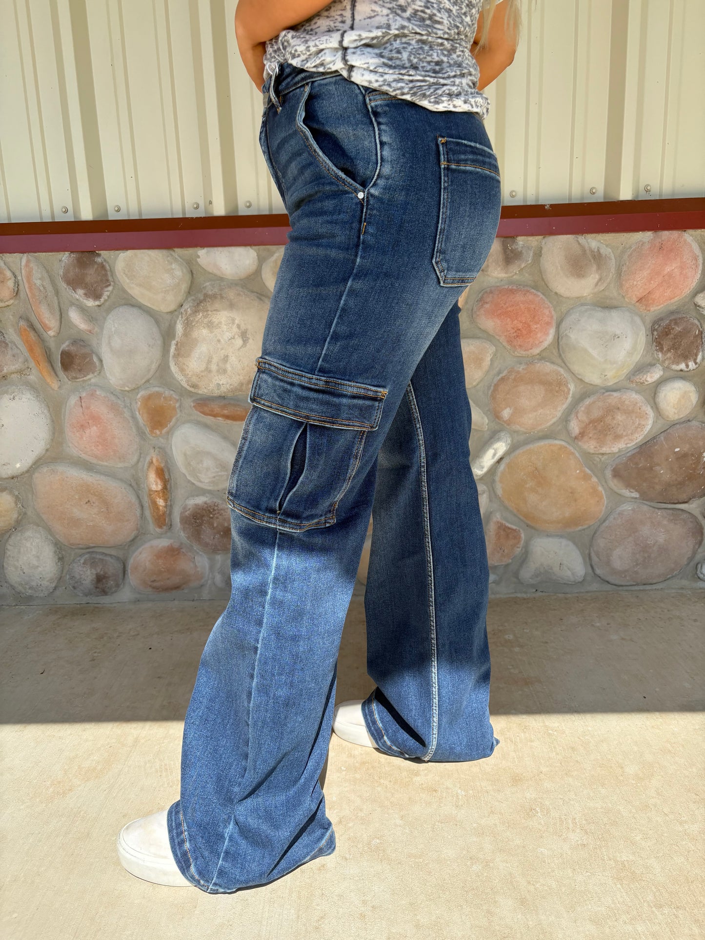 The Kaden Dark Wash Cargo Jeans