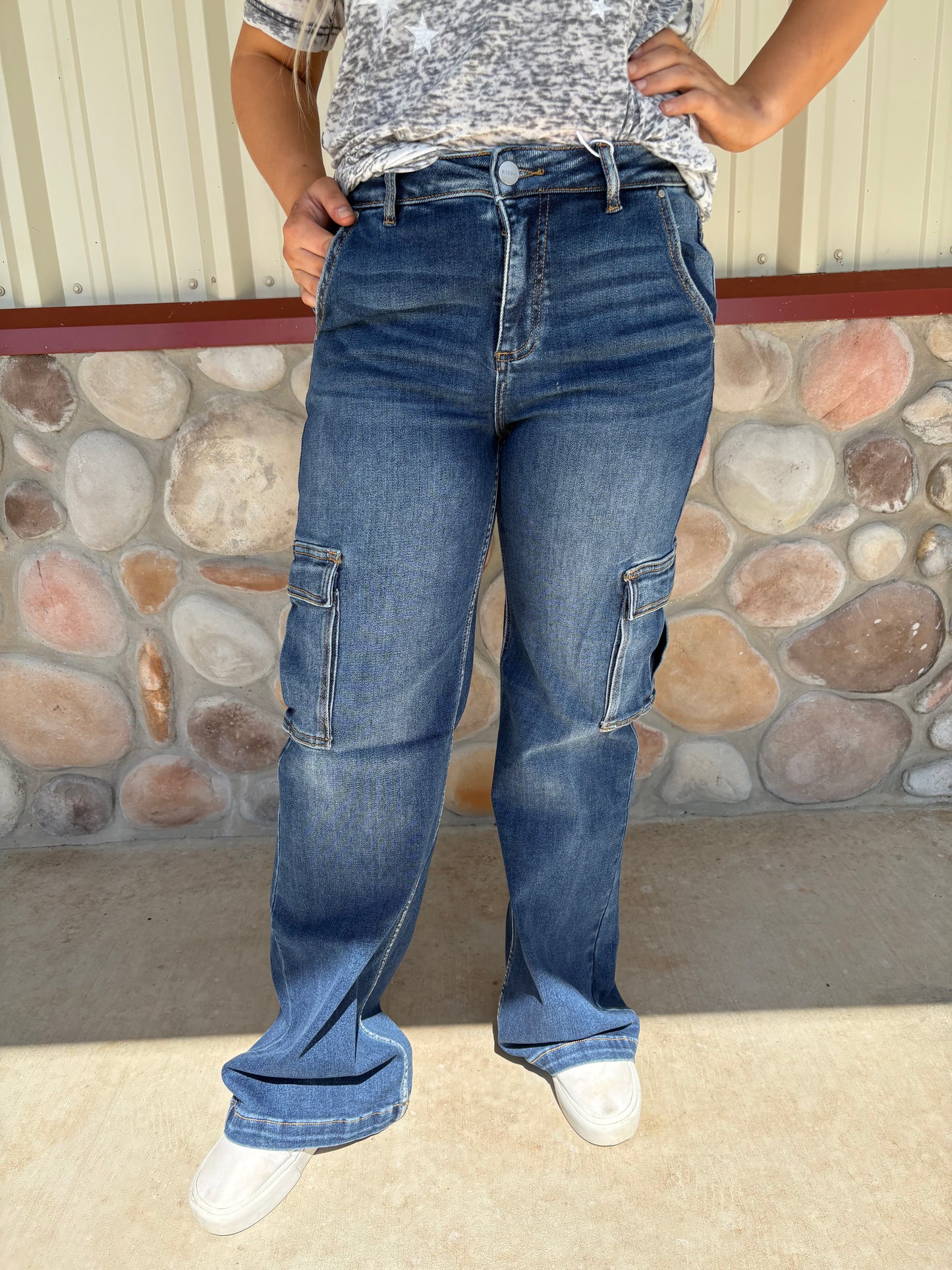 The Kaden Dark Wash Cargo Jeans